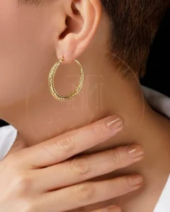 گوشواره “گلد کرولاین‌هوپ” حلقه‌ای قوسی با جزئیات دانه‌ریز