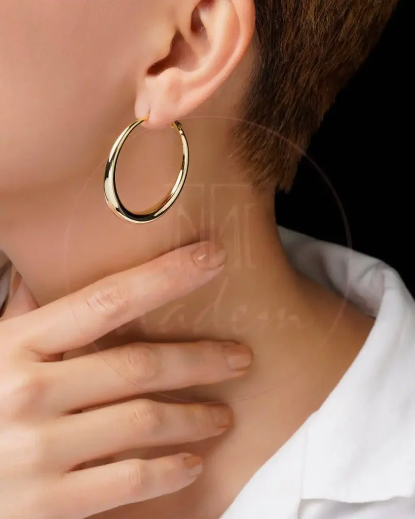 گوشواره حلقه‌ای آینه‌ای طلایی | براق، ساده و فوق‌العاده شیک