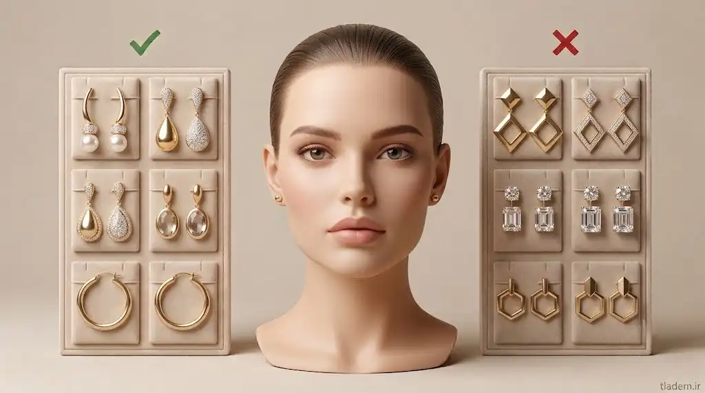مدل‌های پیشنهادی گوشواره منحنی و اشکی برای گوشواره مناسب صورت مربعی | گالری تیادم