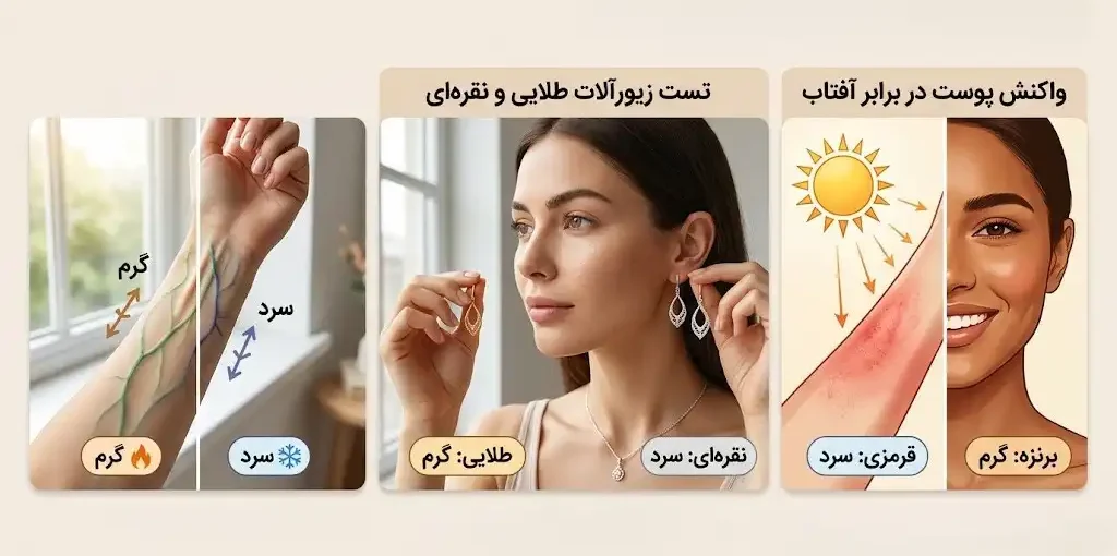 تصویر سه روش تشخیص تناژ پوست برای انتخاب زیورآلات طلایی یا نقره‌ای | گالری تیادم