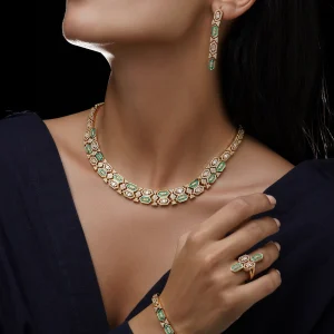 سرویس آبکاری طلا مدل هگزاگون زمردی