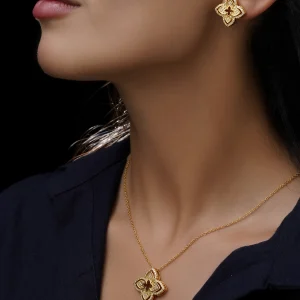 نیم‌ست زنانه طلایی طرح شبدر وینتیج
