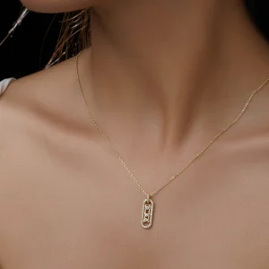 گردنبند مینیمال طرح طلا مدل آویز بیضی درخشان