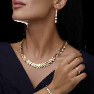 ست کامل زیور آلات زنانه طرح کندوی نگین‌دار