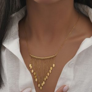 گردنبند استیل برگ آبشاری طرح V