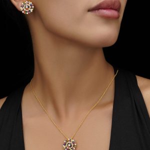 نیم ست مولتی کالر طرح طلا رنگین کمان