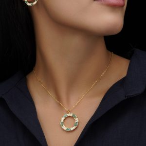 نیم ست طرح طلا بولگاری (سنگ مالاکیت)
